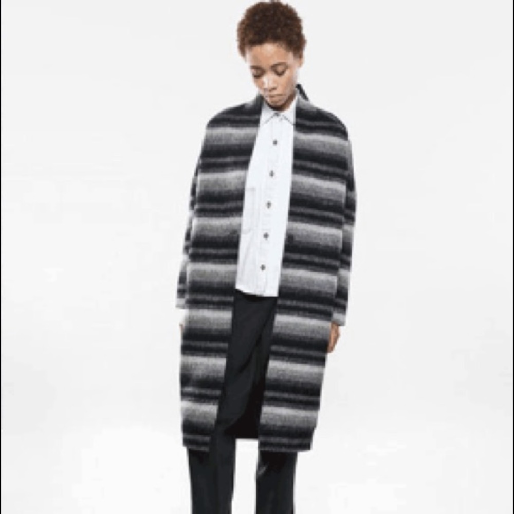 OAK NYC unisex epic striped black gray coat sz M